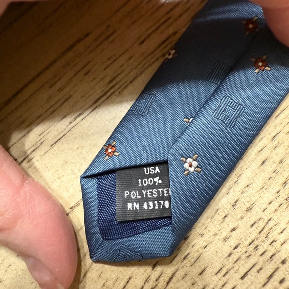 Beau Brummell Mens Blue Micro Dot Polyester Necktie - Picture 4 of 5